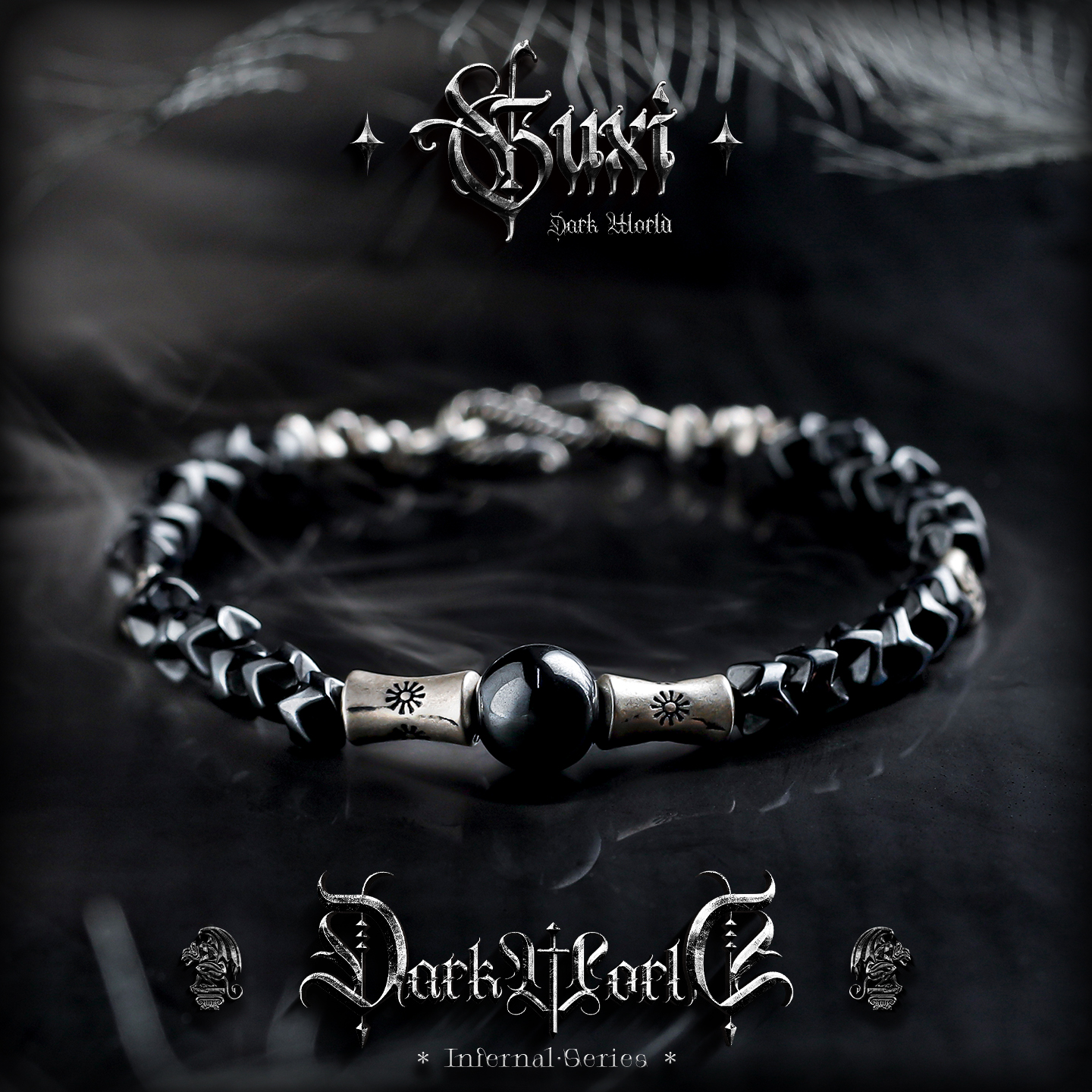 GUXI/古西 925银手链 【暗影】原创设计小众复古手串男生情侣简约