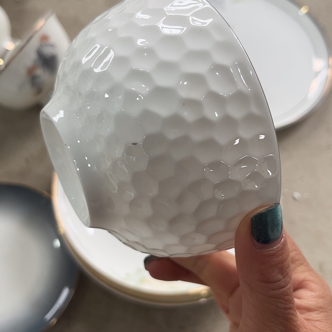 瓷片浮雕秒金碗六个4.5村