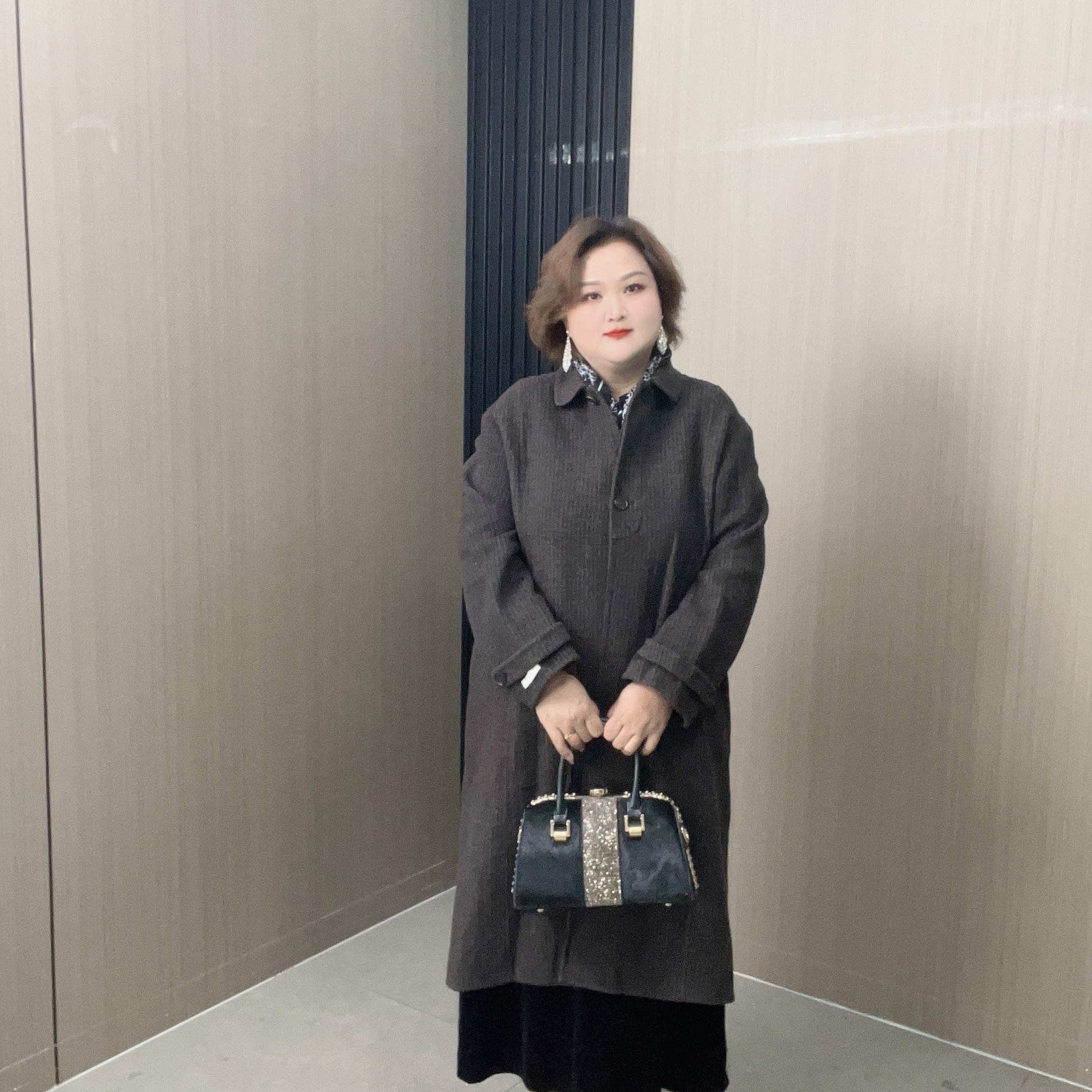 【乔姐严选0026】扎染中长款女冬季冬长款毛呢外套外套翻