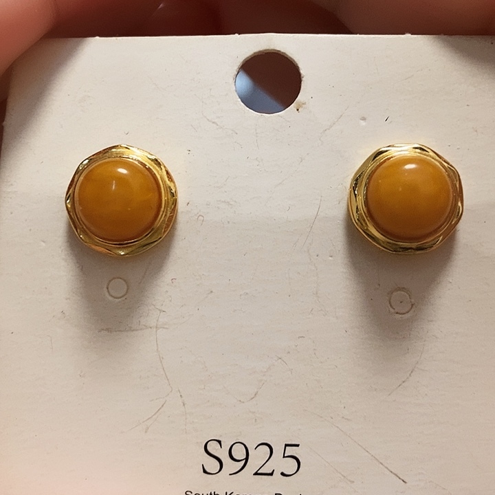 蜜蜡耳饰银S925镶嵌老蜜蜡11