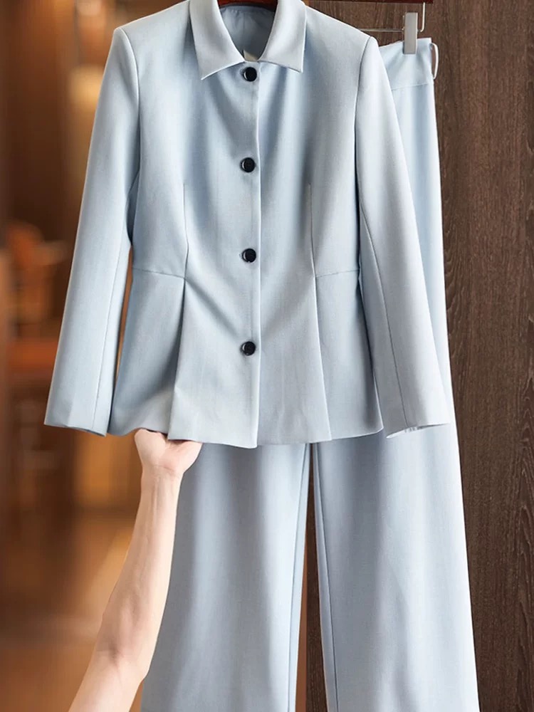 JP 02958 秋季新款浅蓝色高级感时尚套装