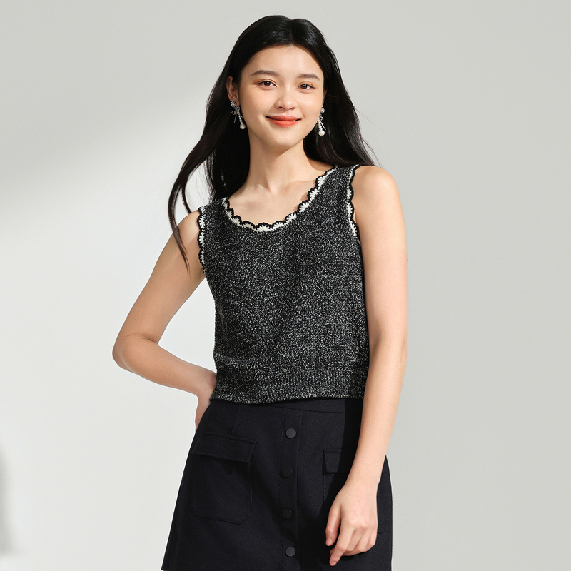 【直播专享】香风羊毛针织小背心圆领毛衣DOUBLOVE贝爱2024秋冬新款