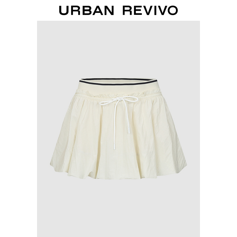 【春嬉游园】UR2025新款欧若风木耳边超宽松花苞半裙UYU550034