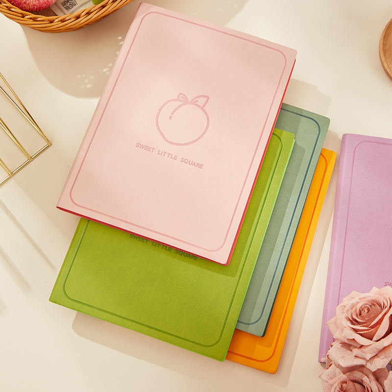 B5水果高颜值笔记本简约考研本子皮面方格网格手帐本