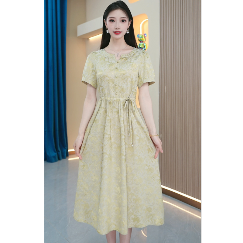 【KL-X127】2025夏季气质修身显瘦优雅碎花女装连衣裙大码洋气女款