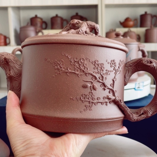 紫砂茶杯紫泥1200cc大壶