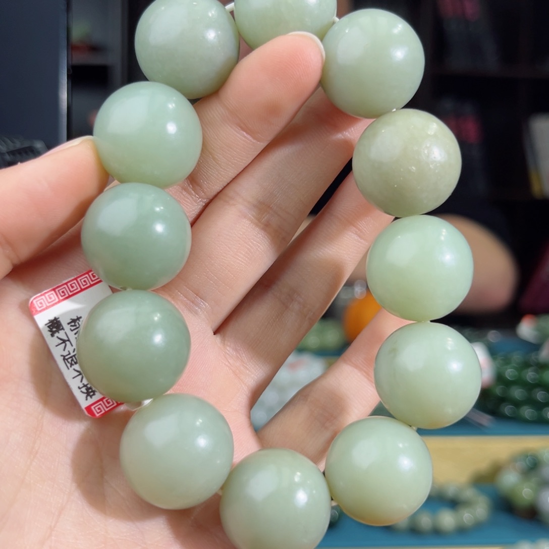 和田玉手链未镶嵌手串纯天然新疆且末料20mm