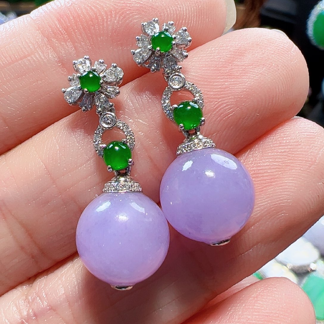 翡翠耳饰18K金镶嵌签收后24小时鉴赏期