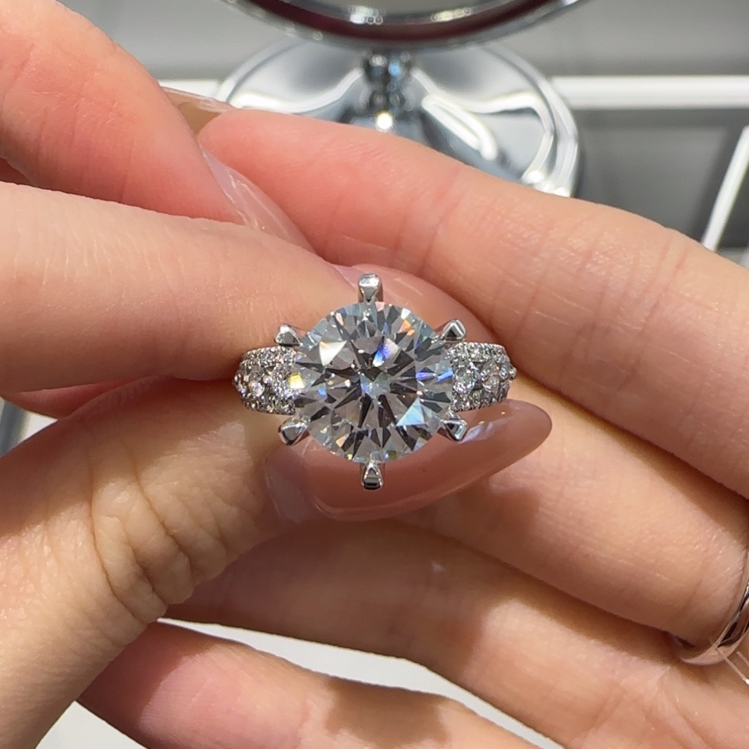 实验室培育钻石铂Pt950镶嵌3卡新款蕾丝13