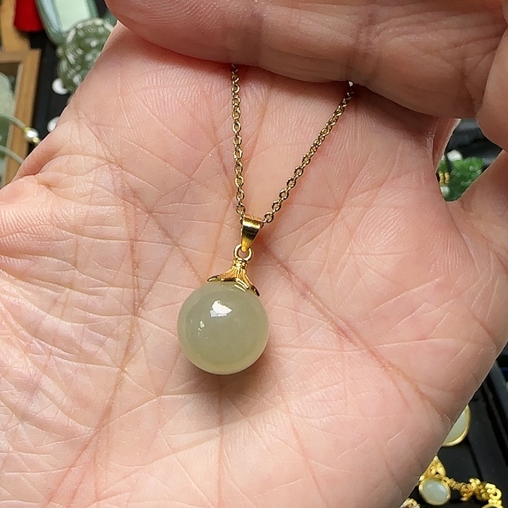 颈饰银S925镶嵌和田玉