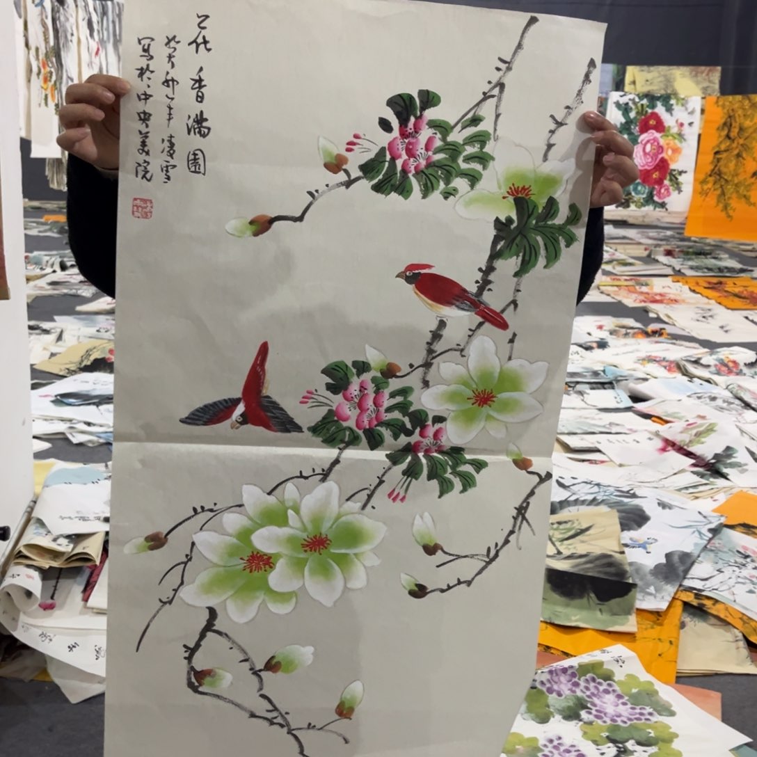 国画书法艺术作品多次绘画