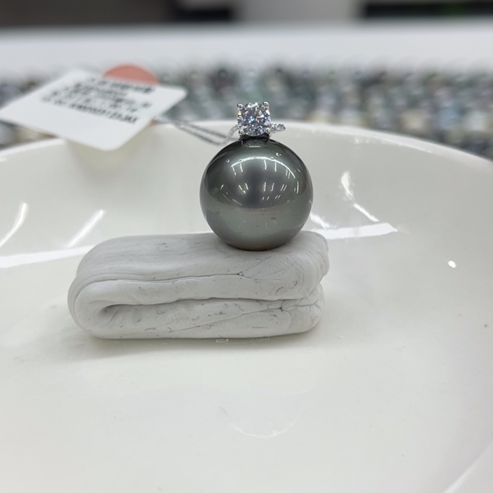 银S925镶嵌吊坠(不含链)海水珍珠14-15m 39号