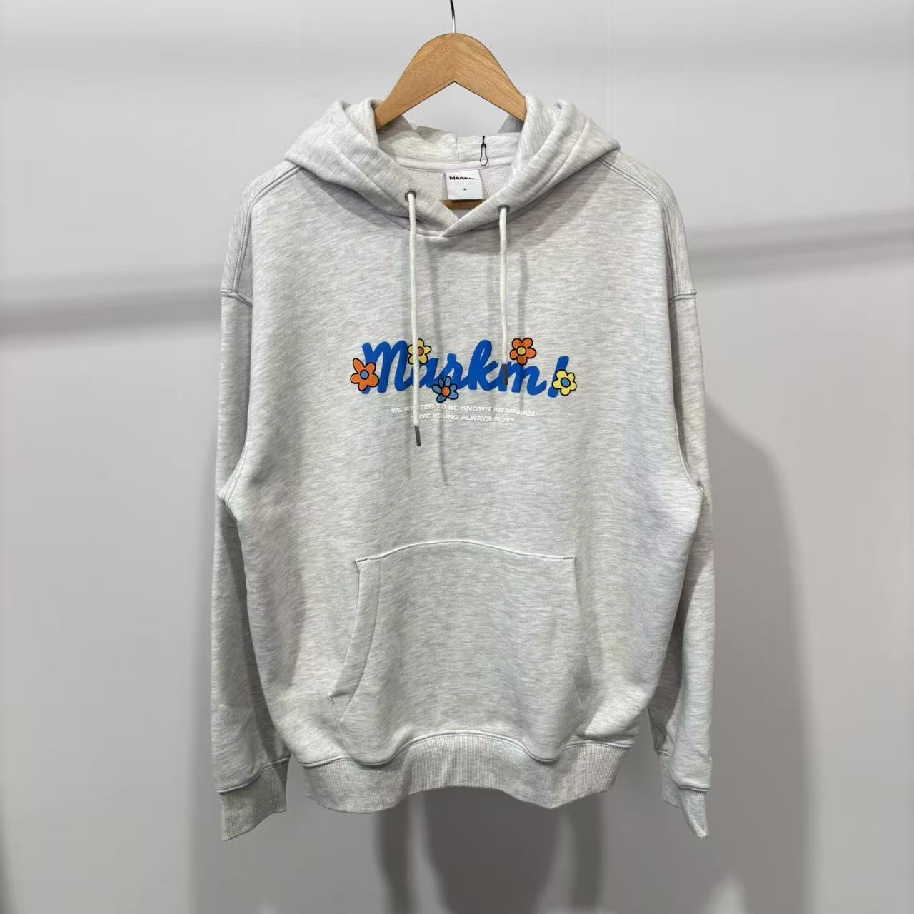 MM 韩系男款浅灰色字母印花百搭长袖连帽卫衣 MGIBA86040 86040