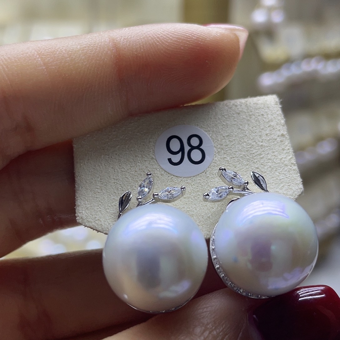 淡水珍珠耳饰银S925镶嵌