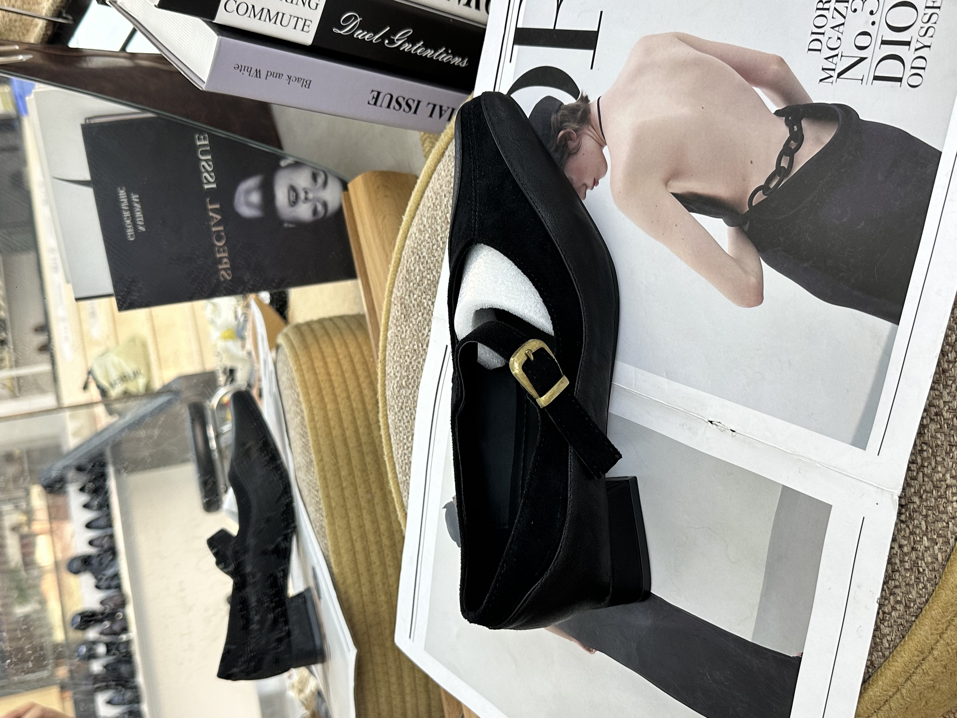 皮带扣粗跟方头春季平底鞋秋季浅口单鞋拼接乐福鞋