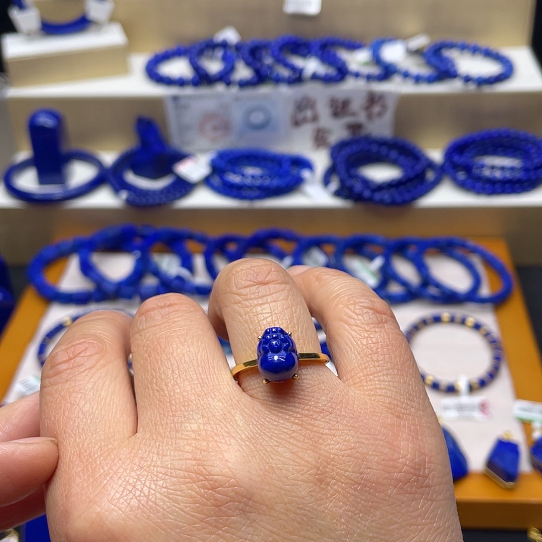 青金石戒指银S925镀金镶嵌