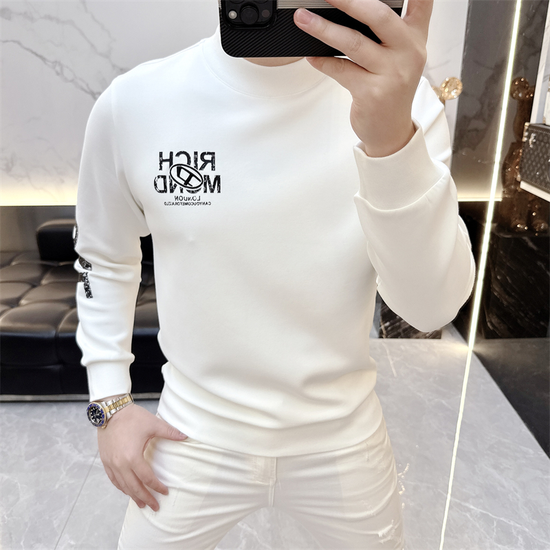 冰希名品.潮流男士打底高级感印花保暖加绒圆领卫衣2025冬季新款