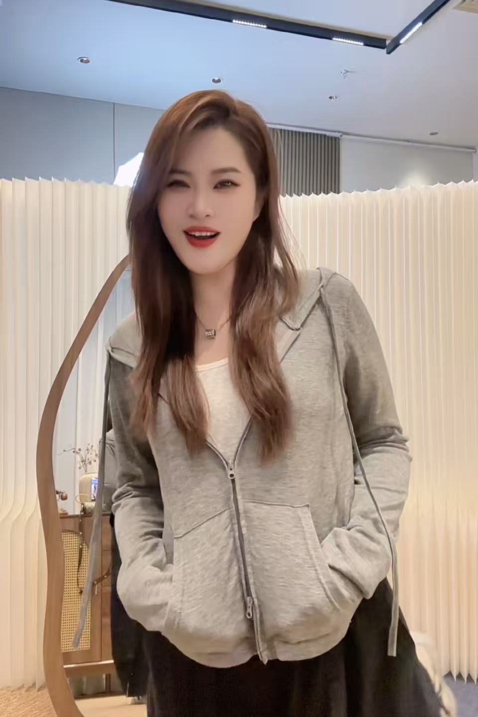【AXIN定制】早秋假两件慵懒小蛮腰帽衫 30750