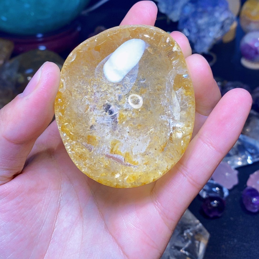 水晶天然黄礁花水晶随形未镶嵌