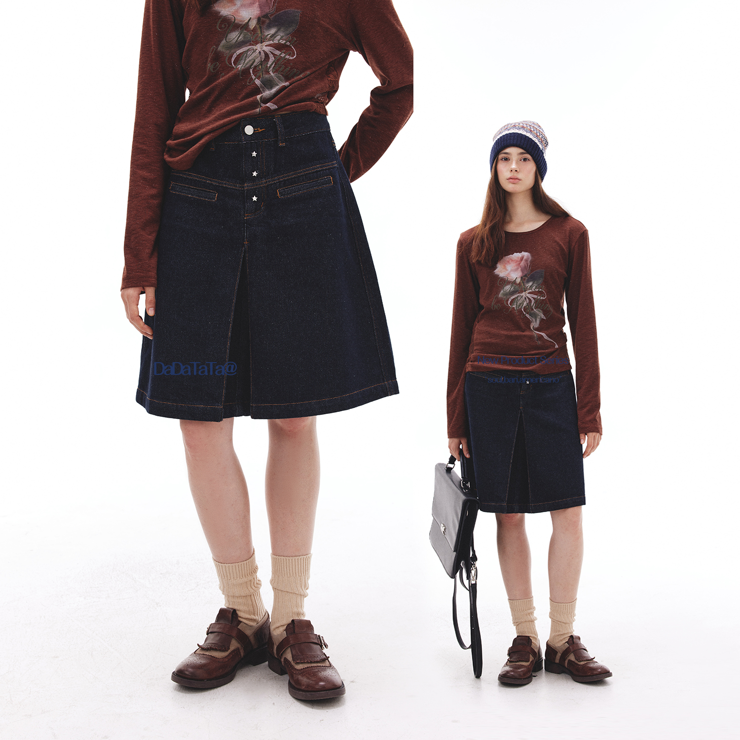 晶咕白标【后现代解构】水牛仔半裙A字秋冬复古半裙百搭