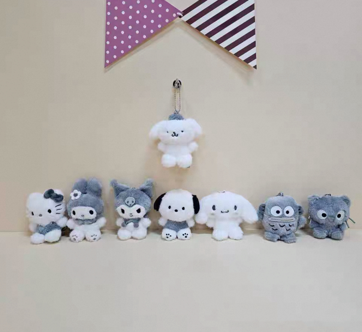 韩版三丽鸥黑白 50周年限定泰迪熊抱巧克力棒美人鱼蝴蝶结挂件盲