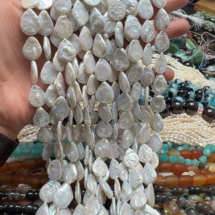 玛瑙/玉髓未镶嵌珠宝半成品一条13x18m巴洛克珍珠水滴