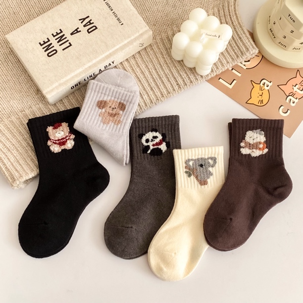 邦菲猫袜子5双冬款女童