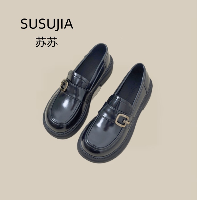 四季百搭增高5cm厚底小皮鞋2025新款秋季英伦黑色乐福鞋松糕单鞋