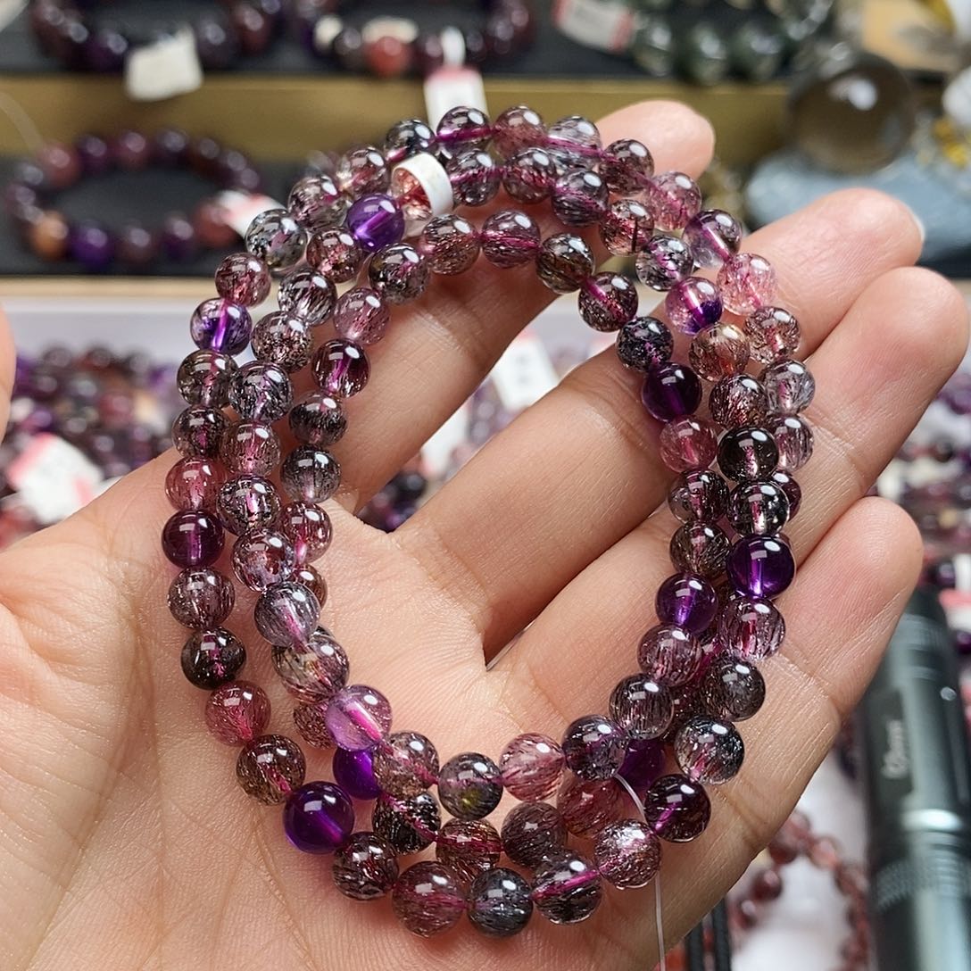 未镶嵌手链水晶黑加仑超七多圈6.5m H600