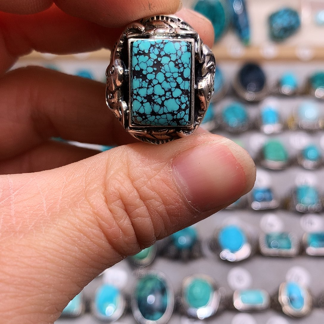 绿松石挂件银S925镶嵌