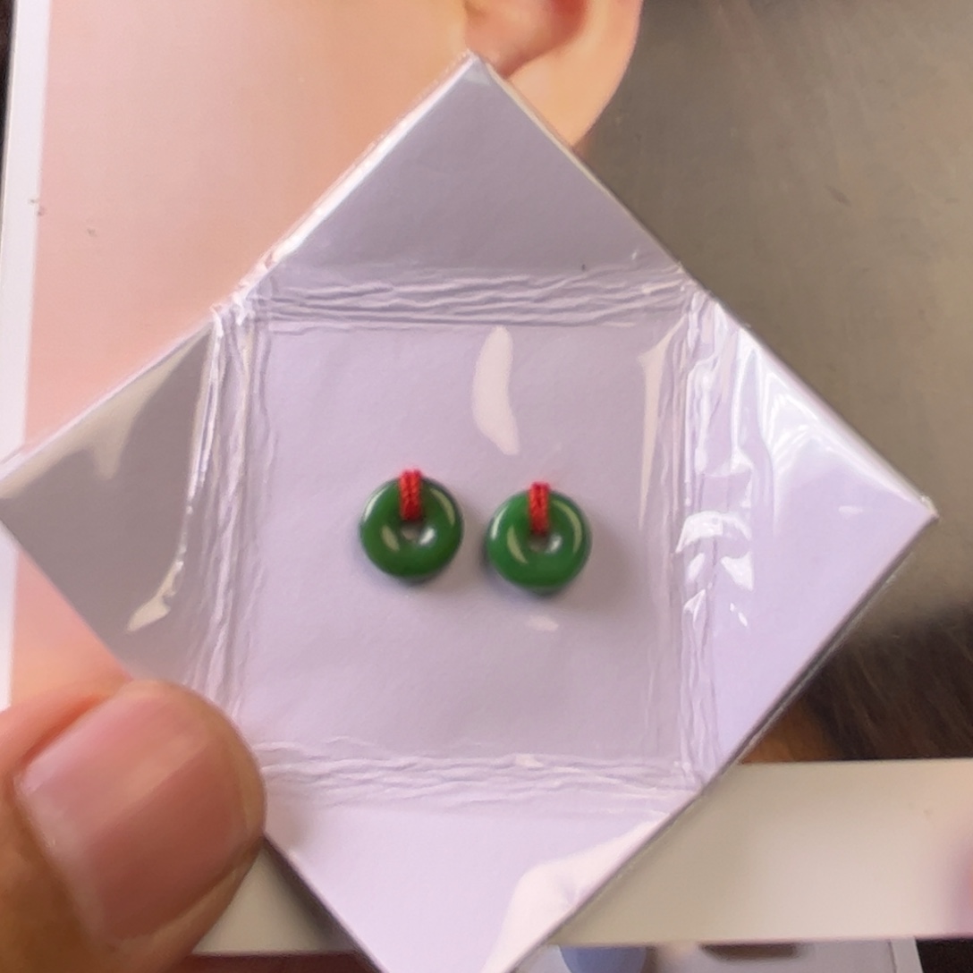 翡翠耳饰未镶嵌甜甜圈