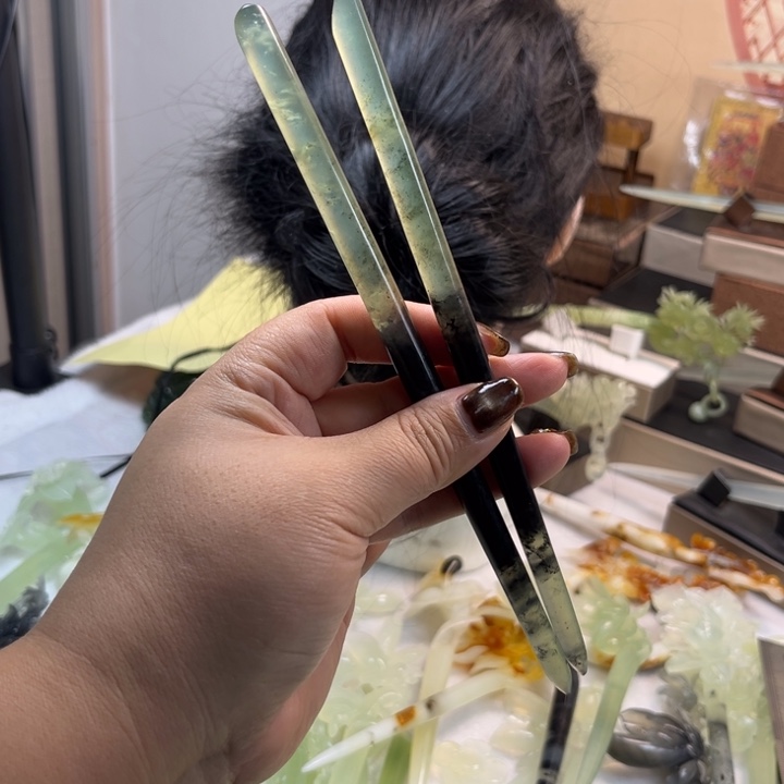 蛇纹石玉合金发饰