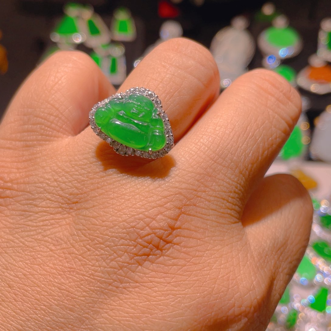 翡翠银S925镶嵌戒指精品