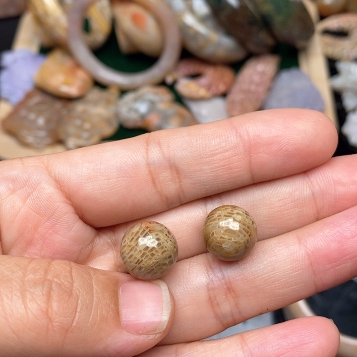 硅化珊瑚（珊瑚玉）手镯未镶嵌12一对