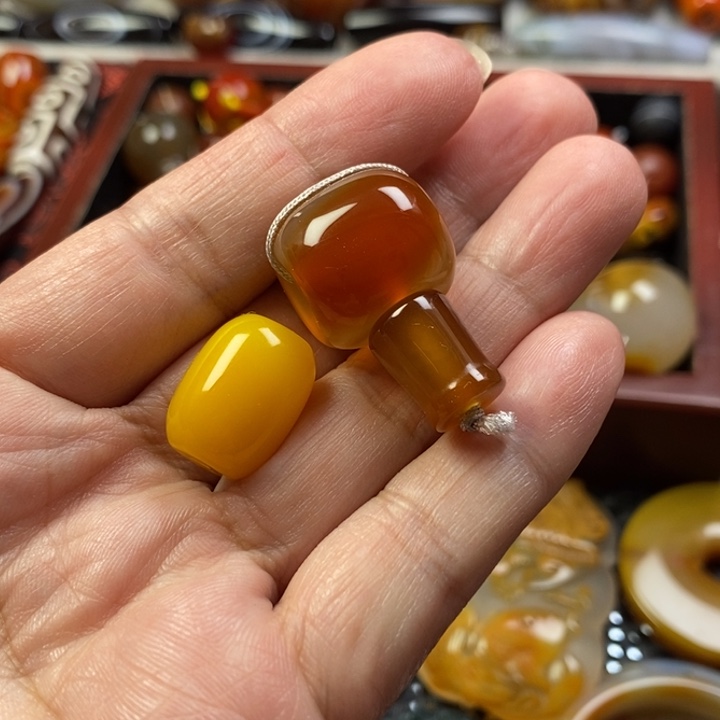 玛瑙/玉髓未镶嵌珠宝半成品桶珠加三通