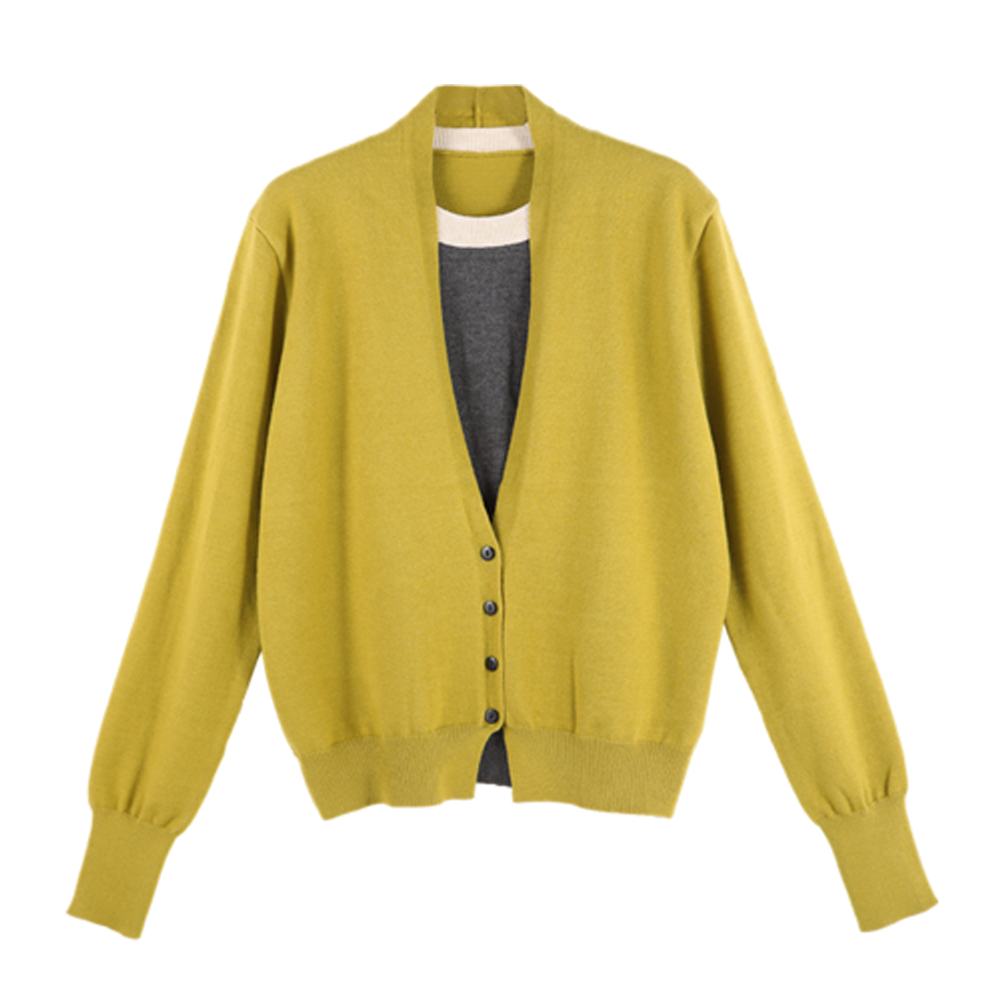 2025秋季时尚韩系温柔风软糯针织假两件宽松开衫HBZX710075