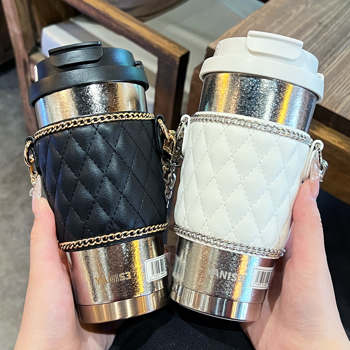 【晶晶新品补贴】yanis3星玺纯钛咖啡保温杯高颜值办公车载吸管水杯