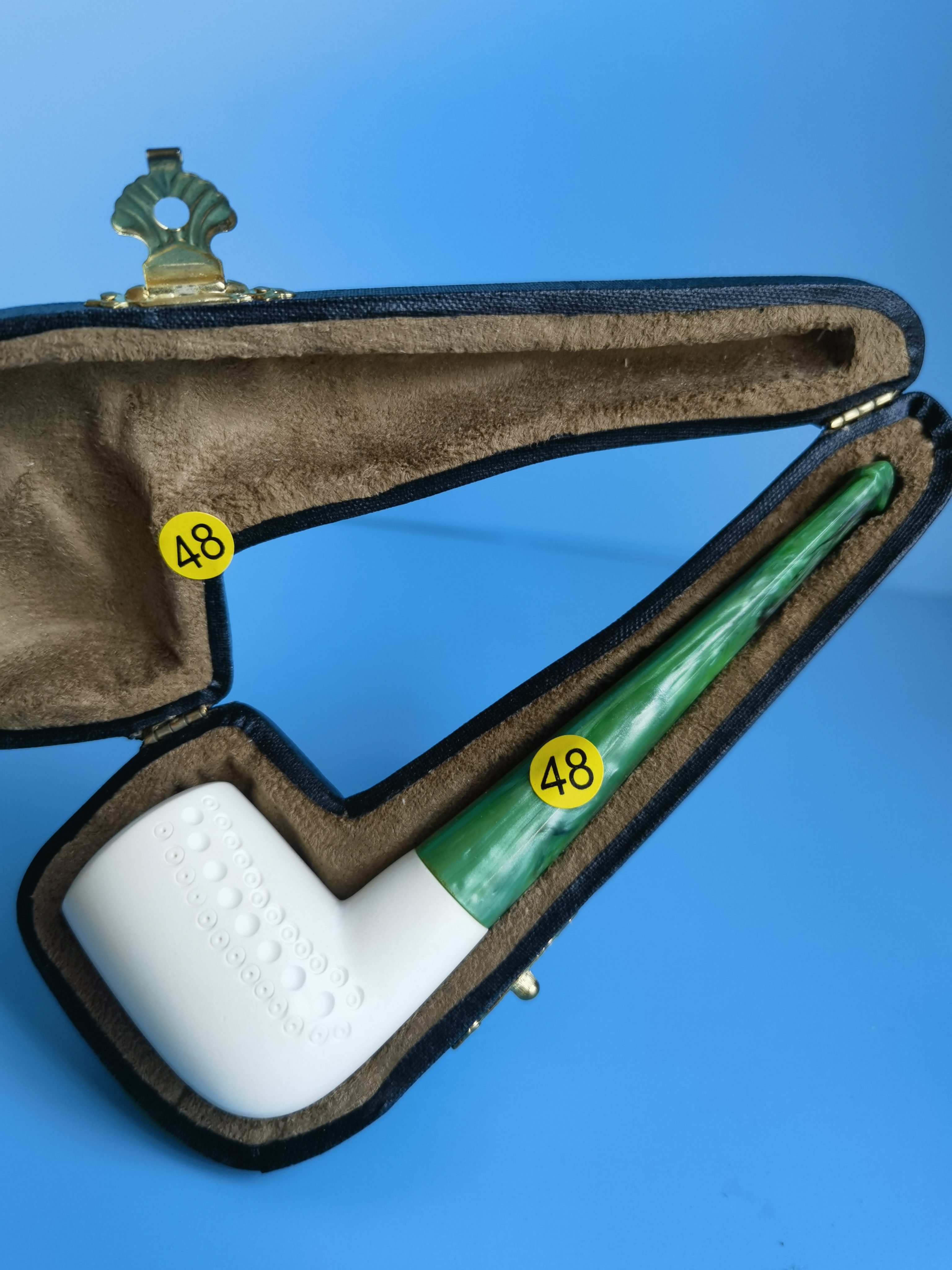 48号进口的土耳其海泡石原石纯手工雕刻烟斗