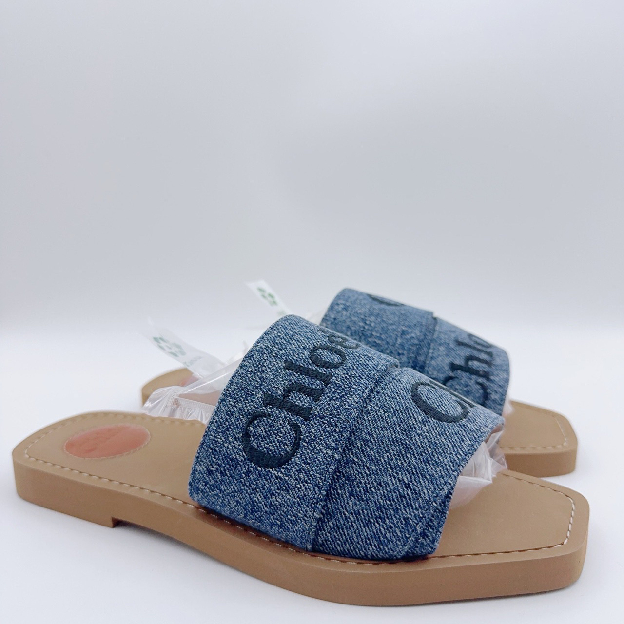 全新未使用 Chloe/蔻依 38码/丹宁牛仔满印凉拖/00744