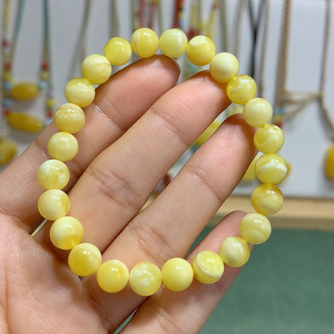蜜蜡未镶嵌手链特价瑕疵7.8mm