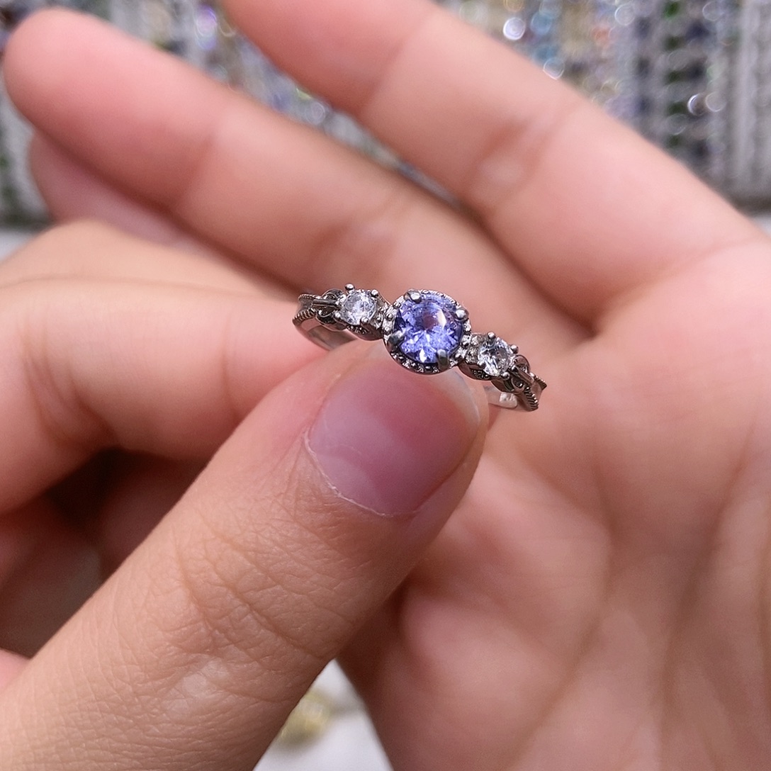 坦桑石银S925镶嵌戒指