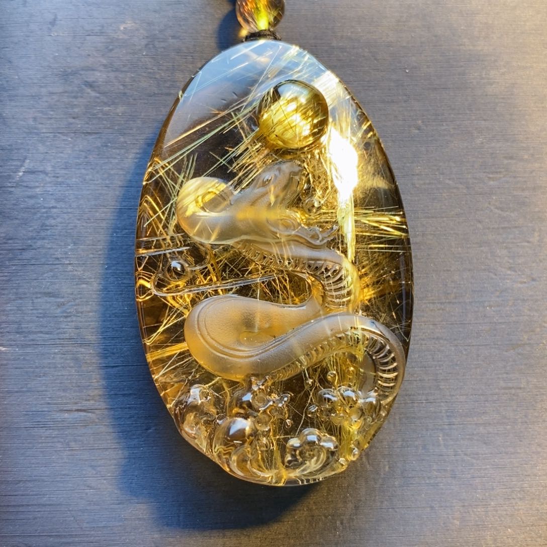 发晶颈饰未镶嵌天然钛晶生肖马吊坠