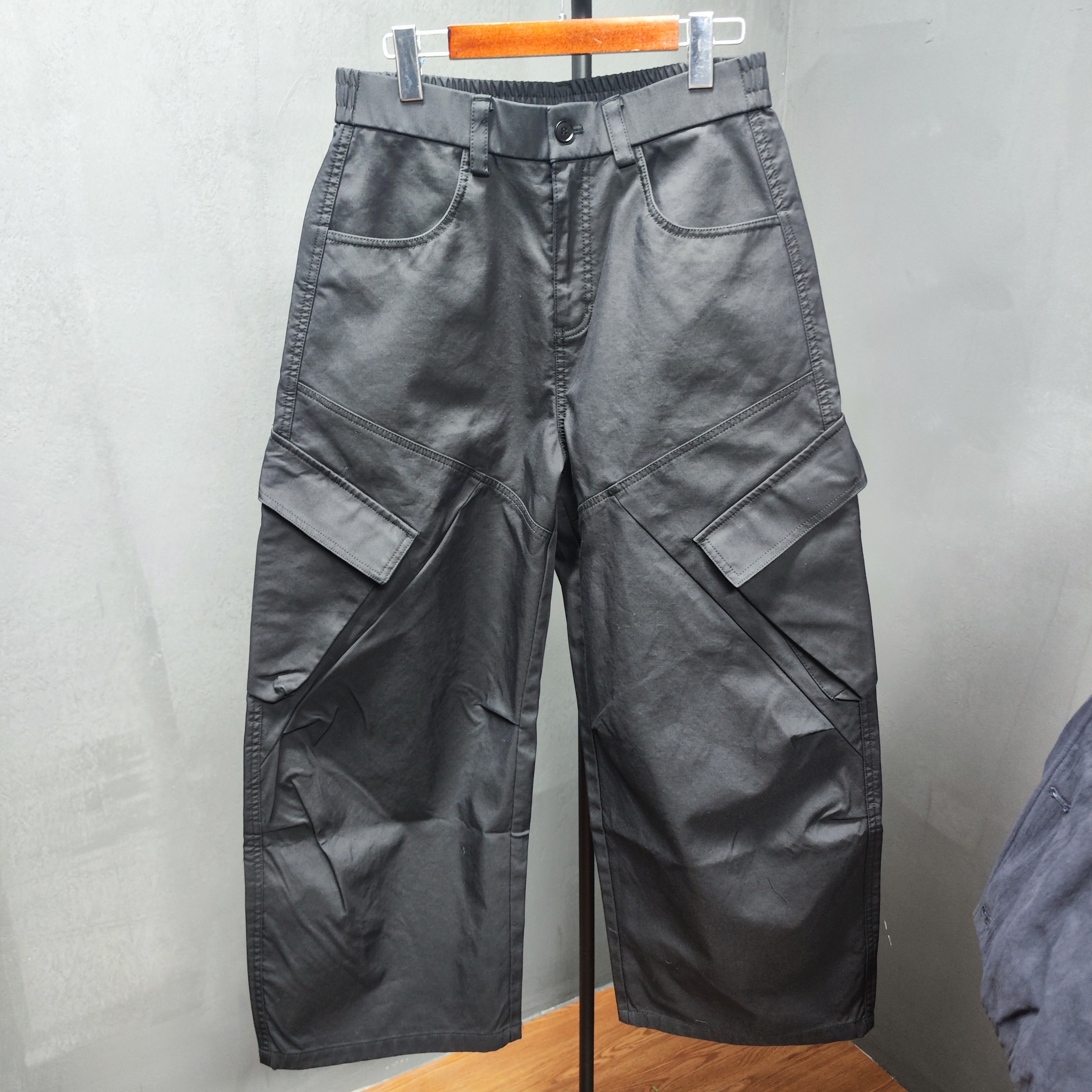 宫囍原创2722 | 美式复古水洗大口袋高街宽松弯刀阔腿工装休闲裤