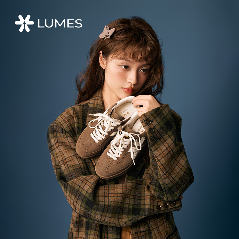 LUMES &YHGM 秋冬季2025新款轻便透气复古德训鞋休闲百搭棕色板鞋