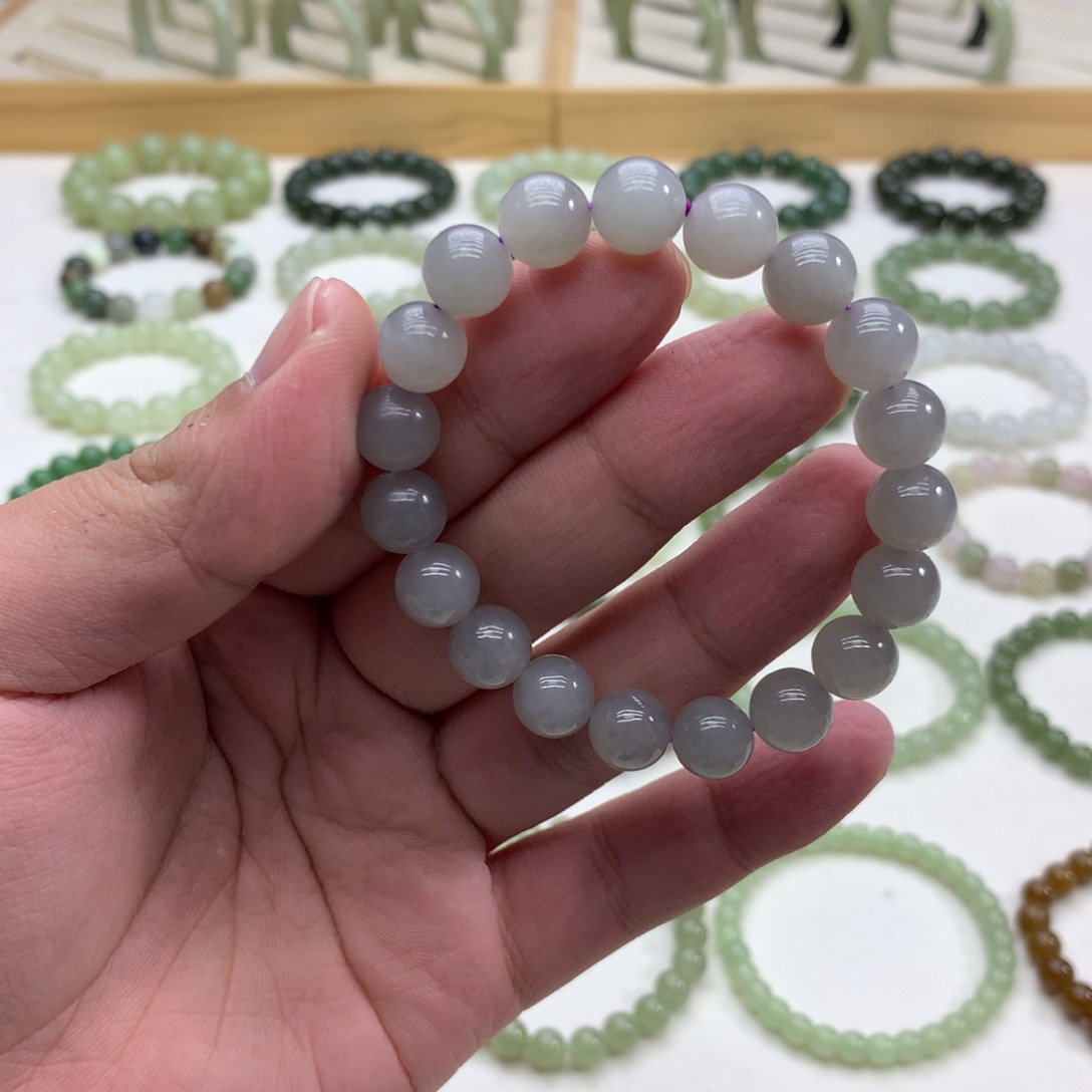 和田玉手串（烟紫9.8）未镶嵌