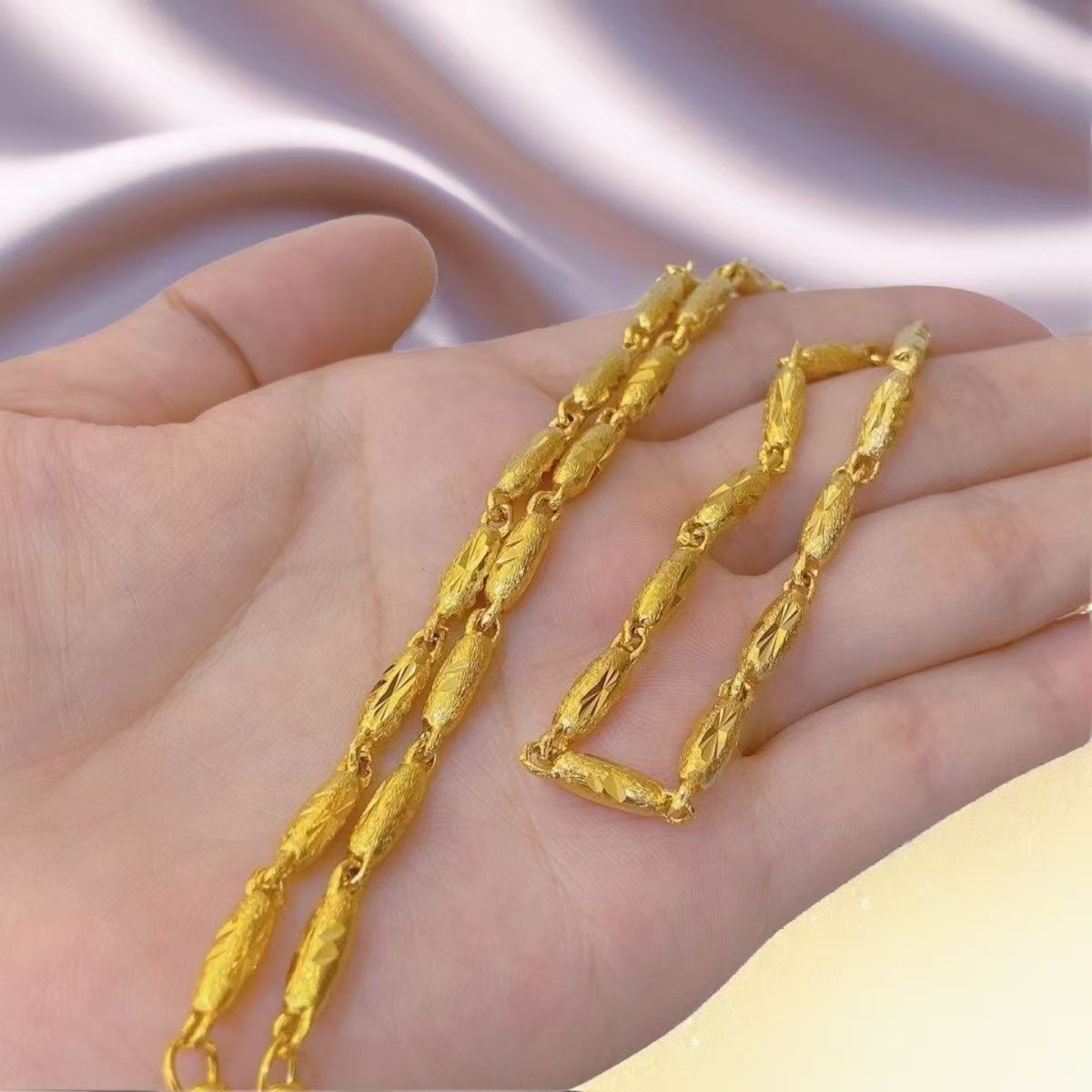 合金项链 情侣适用简约风合金橄榄项链周长21cm至50cm无镀层无延