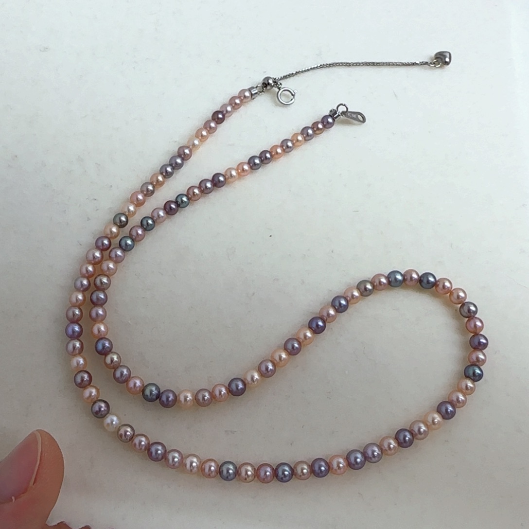 淡水珍珠银S925镶嵌项链