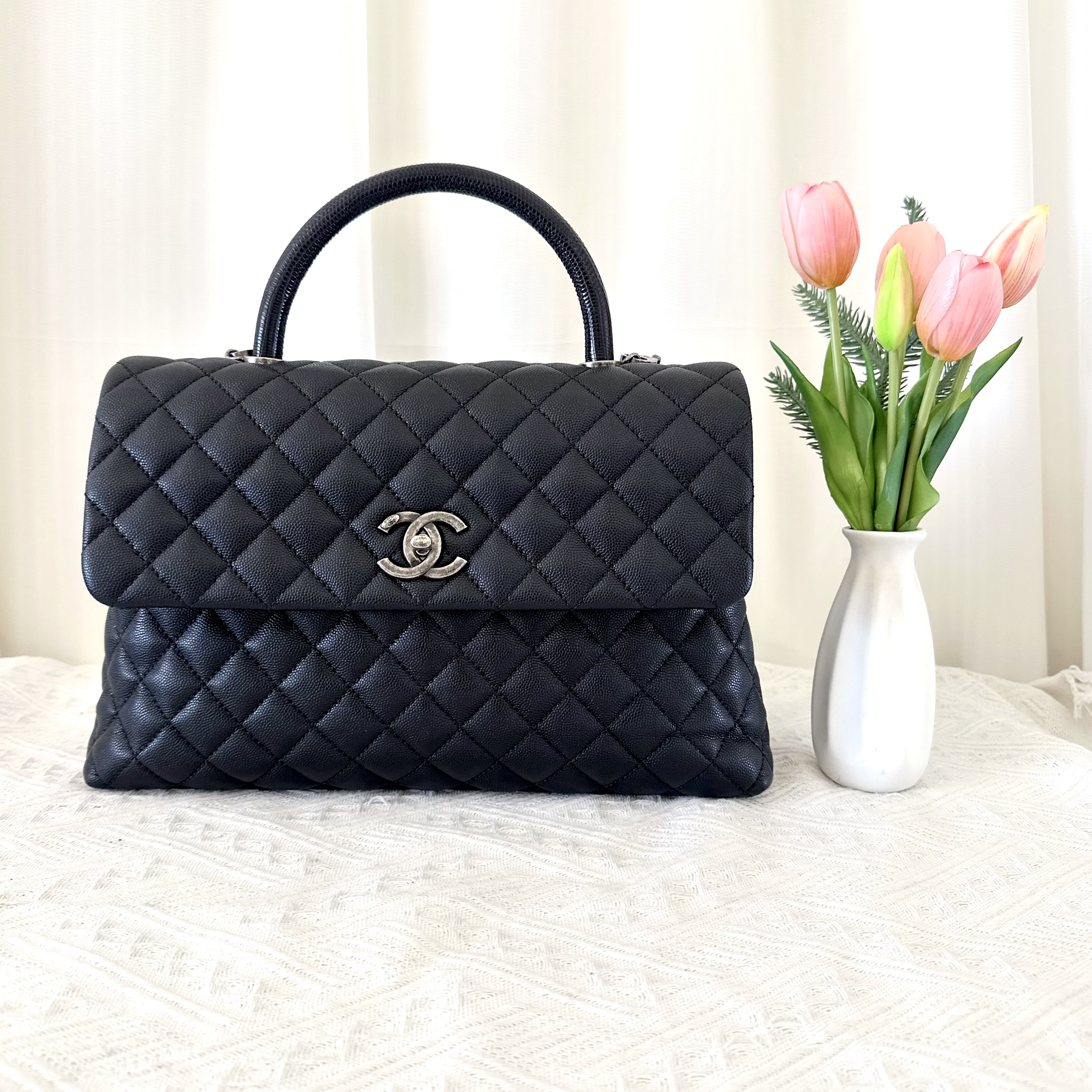 99新 Chanel/香奈儿 Cocohandle 银扣 链条包