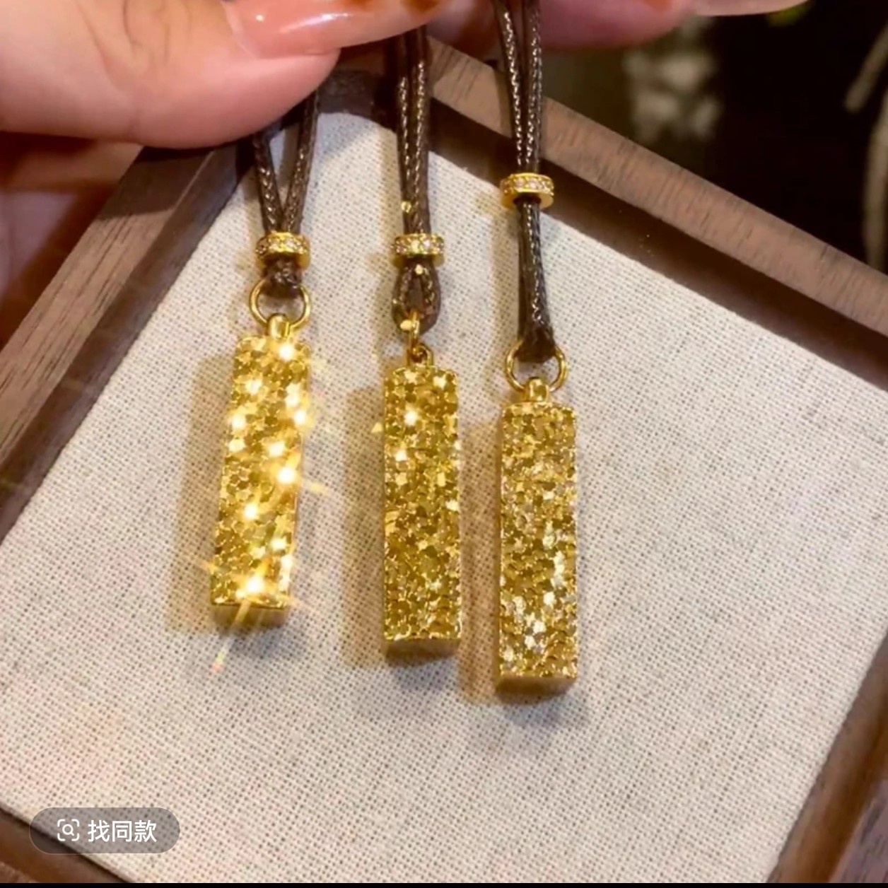 铜合金棉绳项链 碎冰冰印章四方来财小小方砖送女友