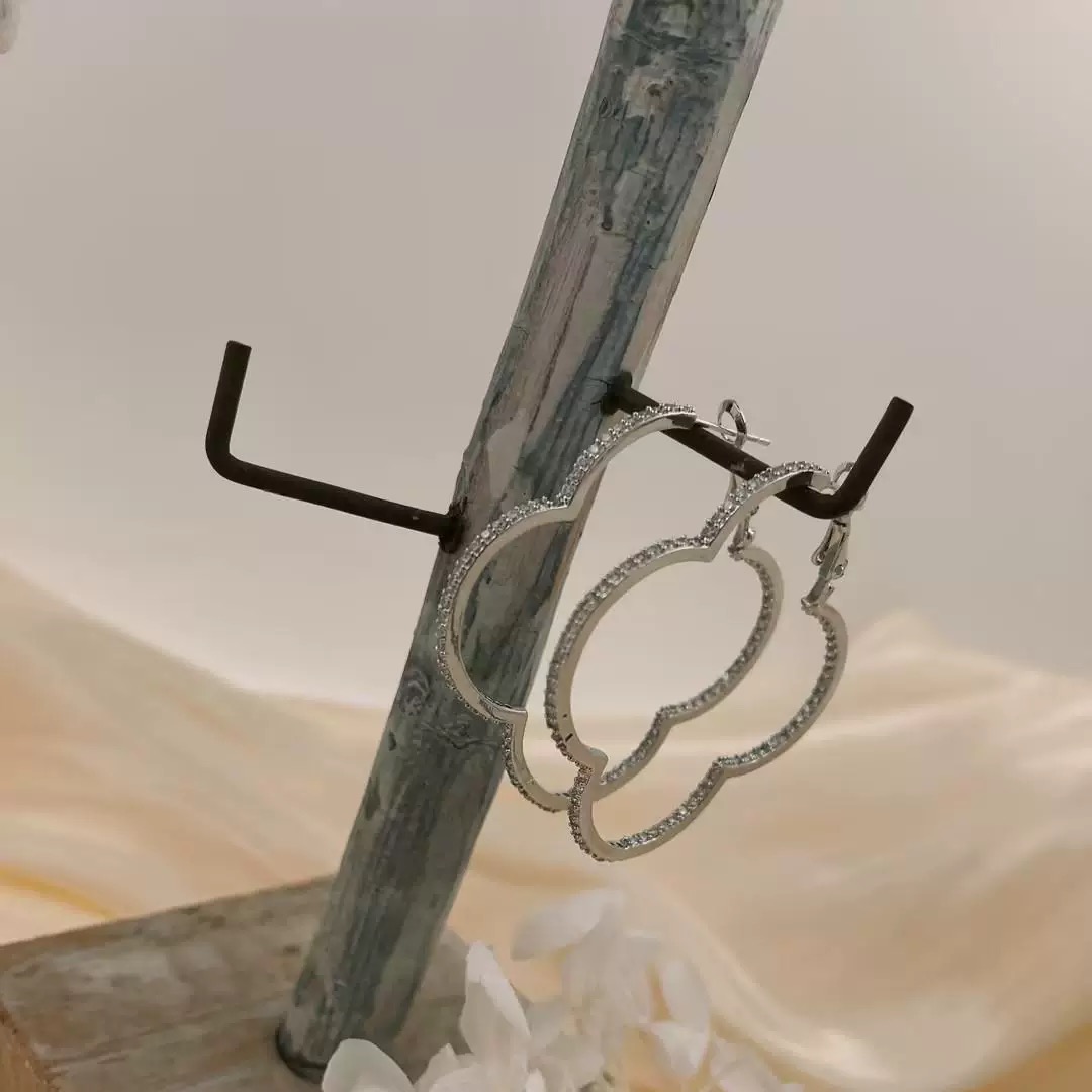 铜合金合成锆石耳饰 气质时尚百搭小众简约个性圈圈耳环QC3574